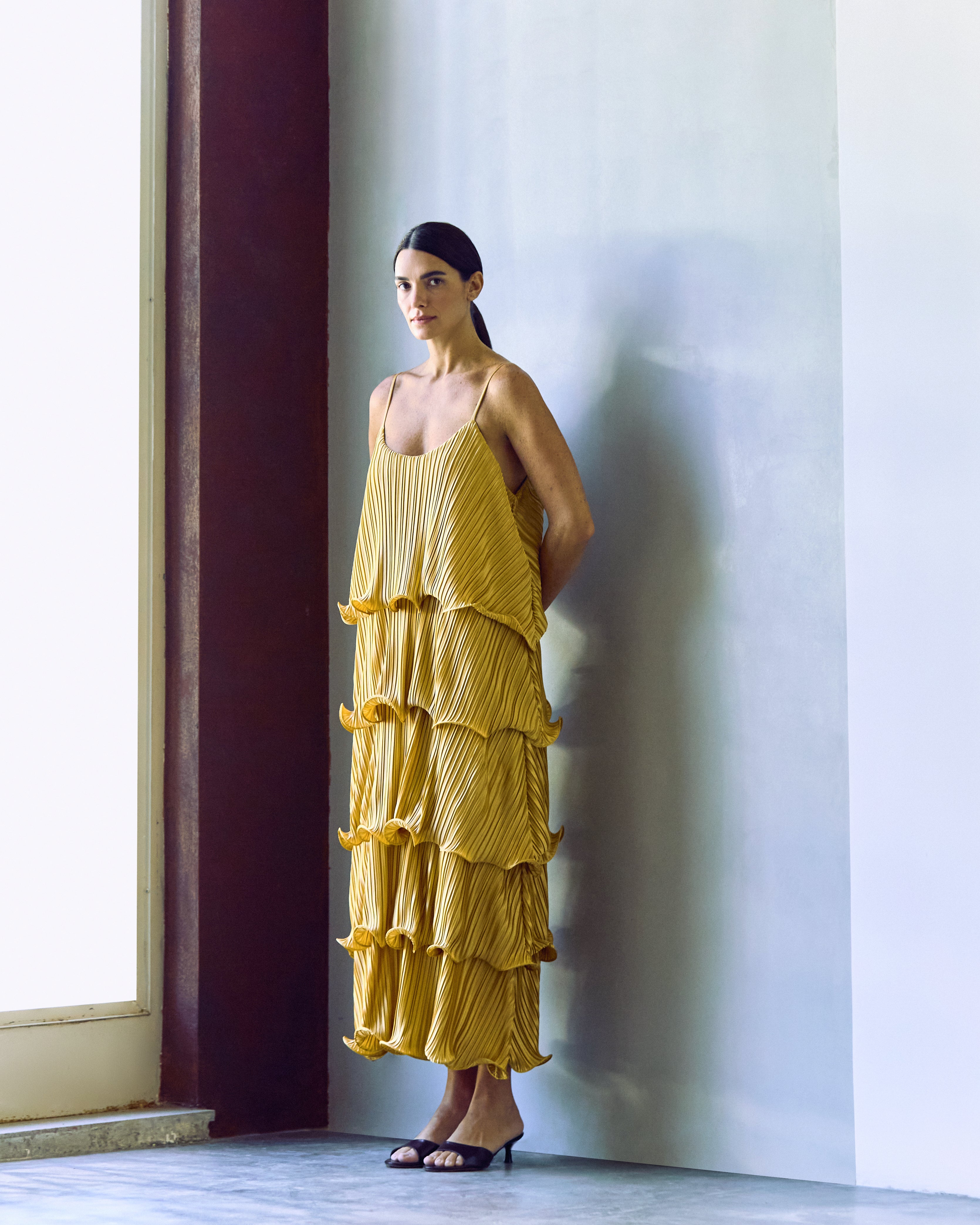 vestido camadas new gold
