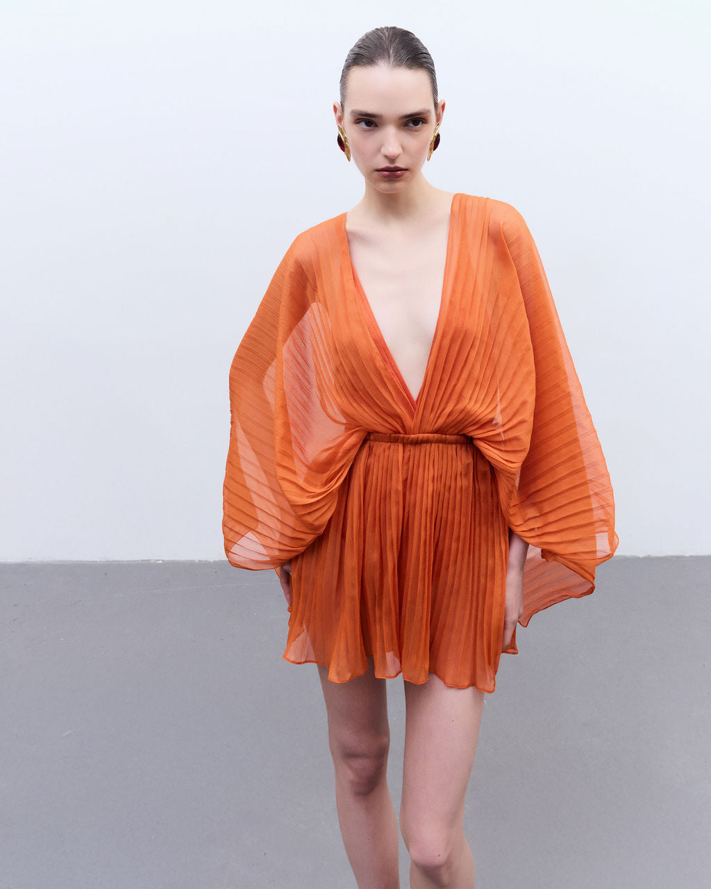 short pleats frevo laranja