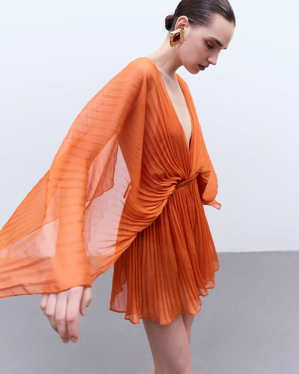 short pleats frevo laranja