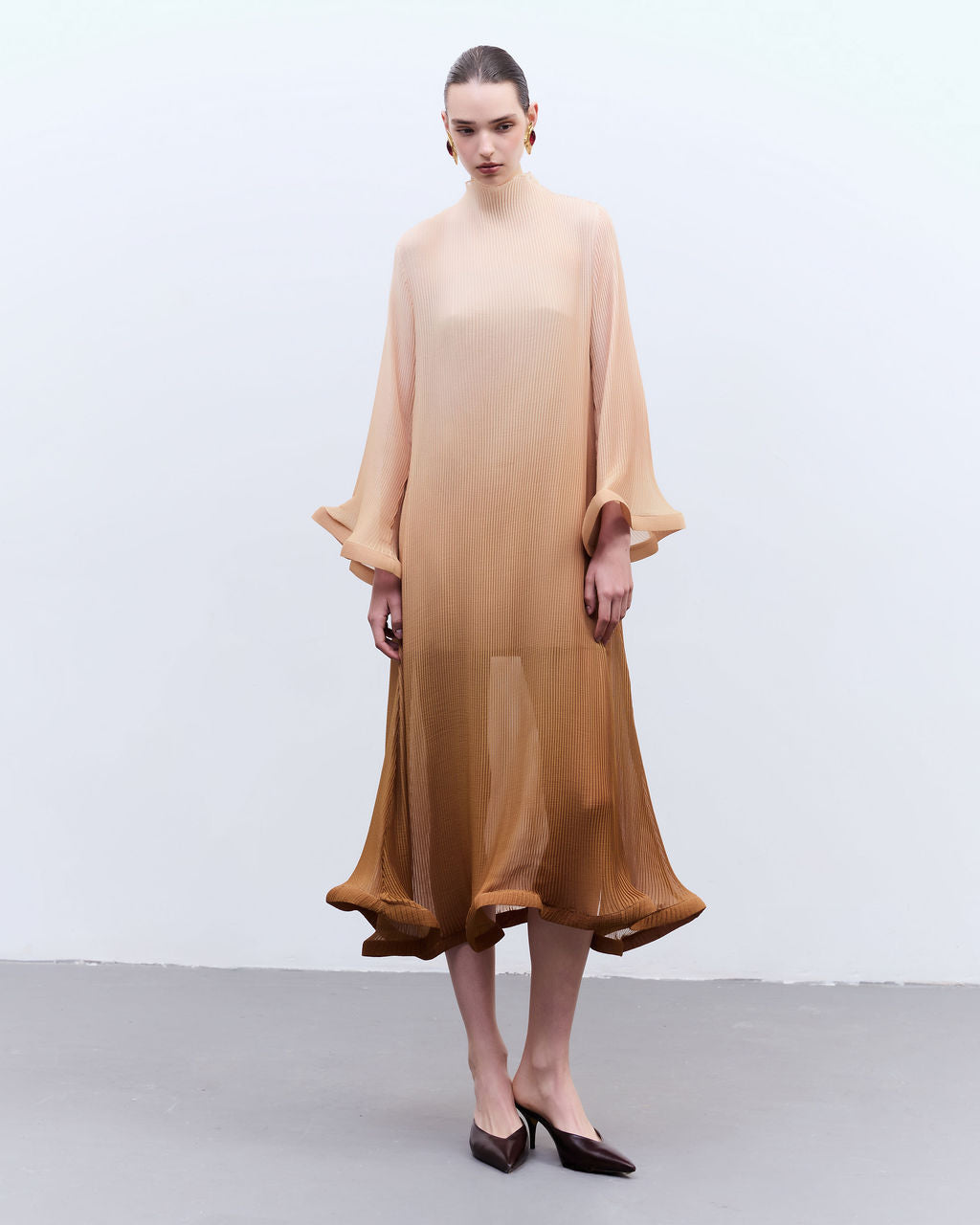 vestido longo veggie degradê dourado