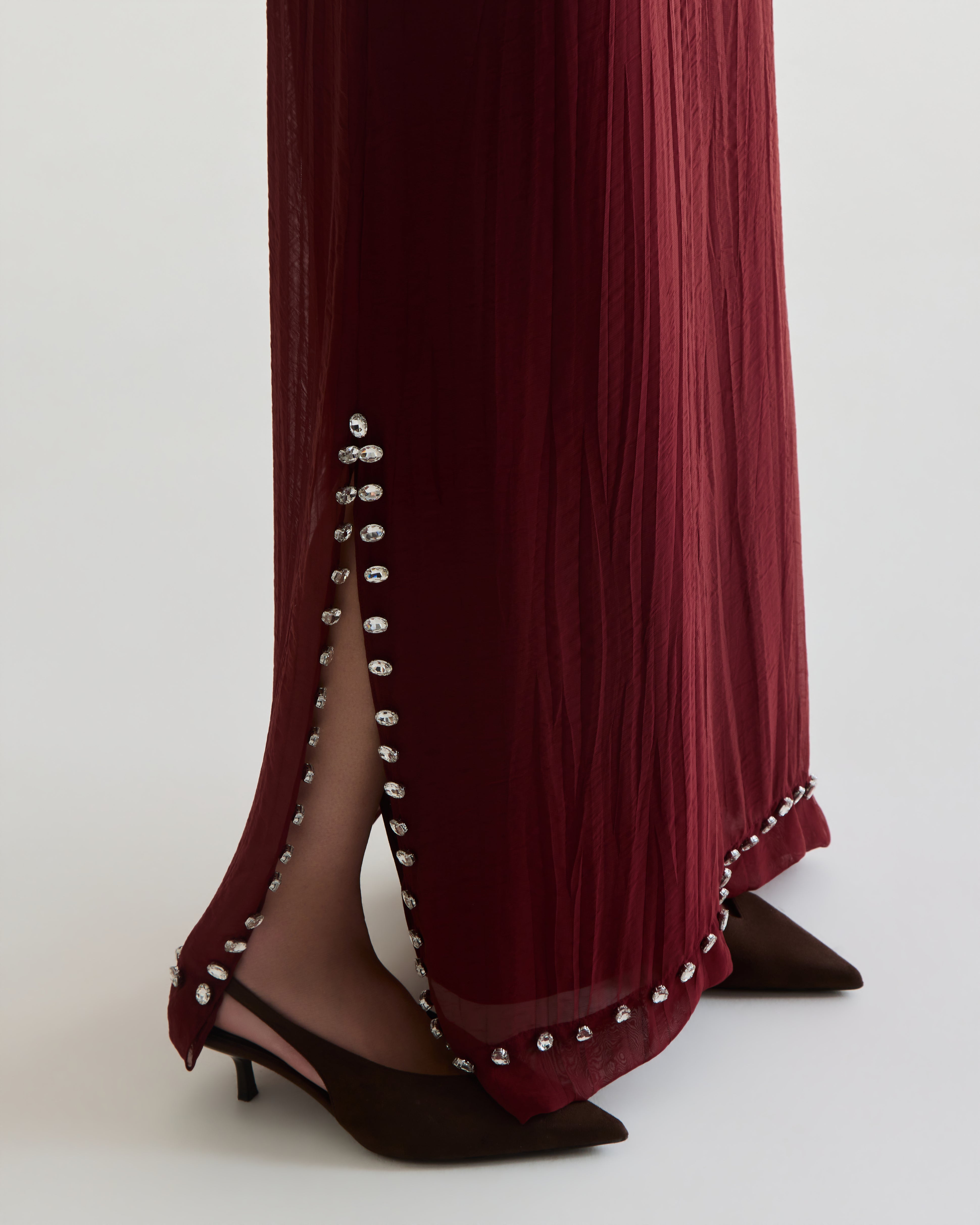 vestido longo cabernet