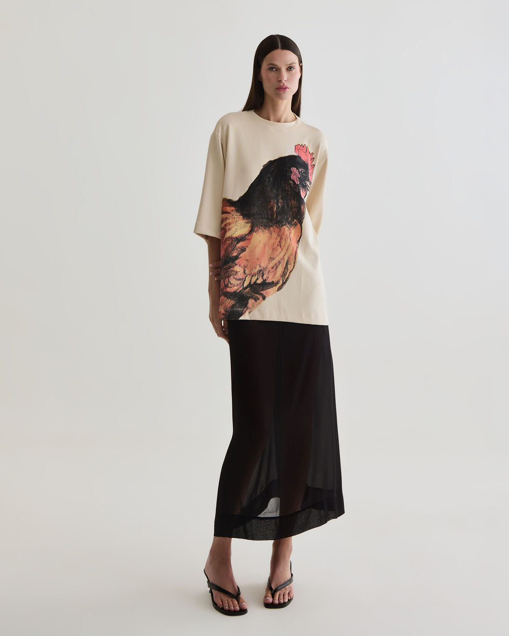 t-shirt galinha creme