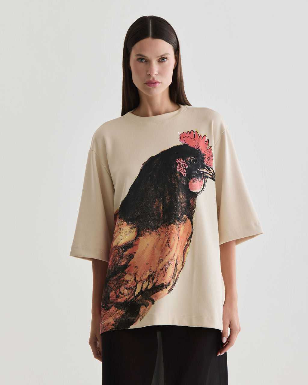 t-shirt galinha creme