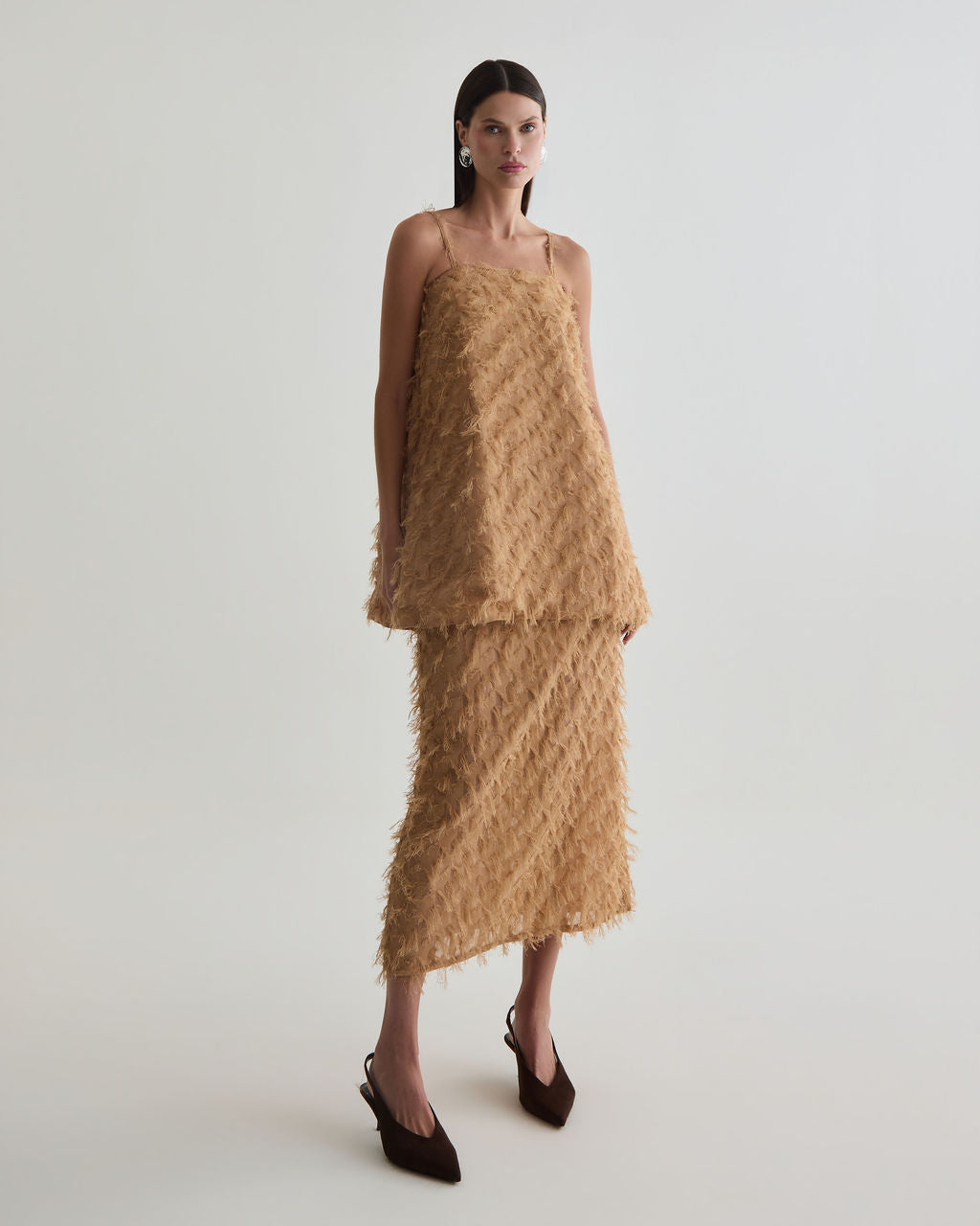 saia midi fiore bege