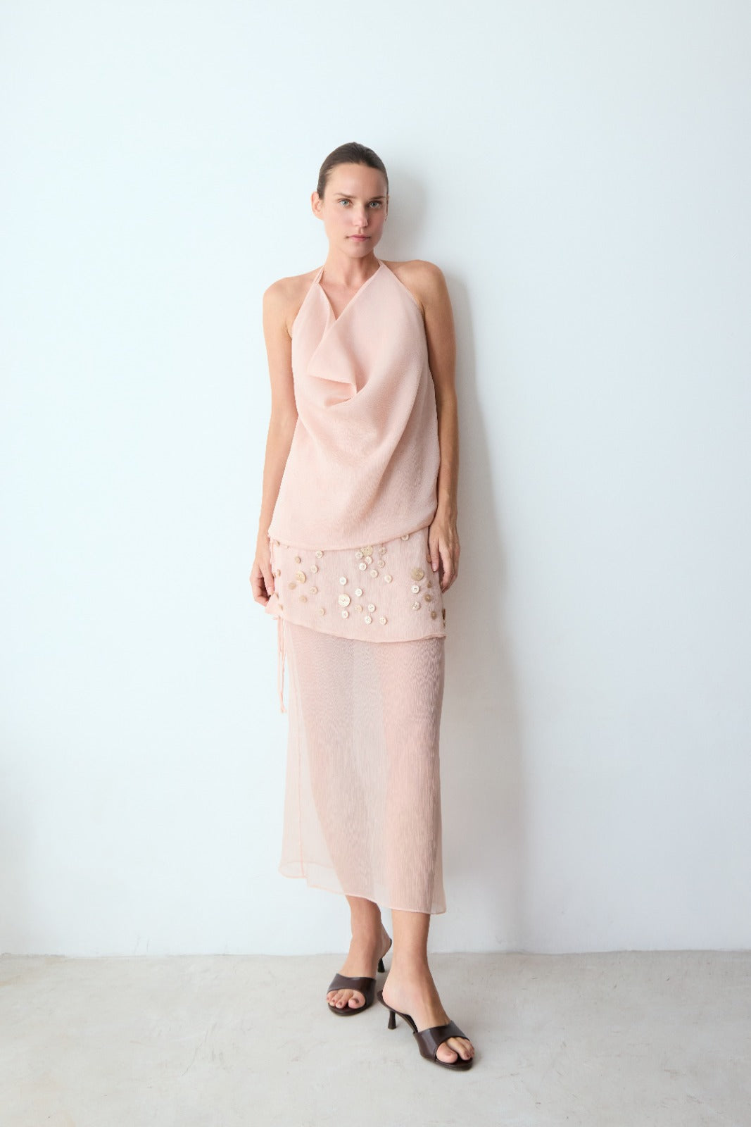 blusa drapped rosa