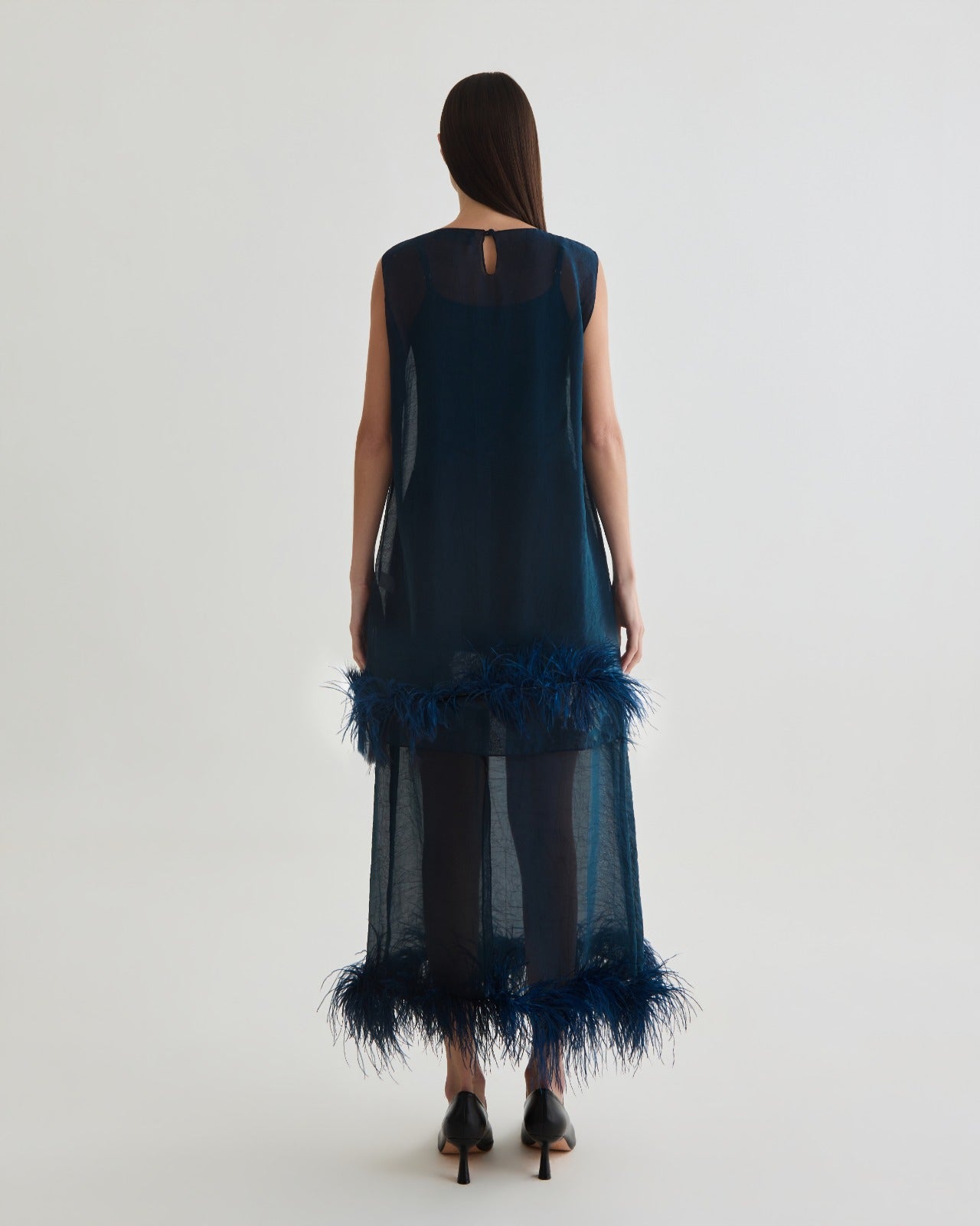 vestido mini feather azul