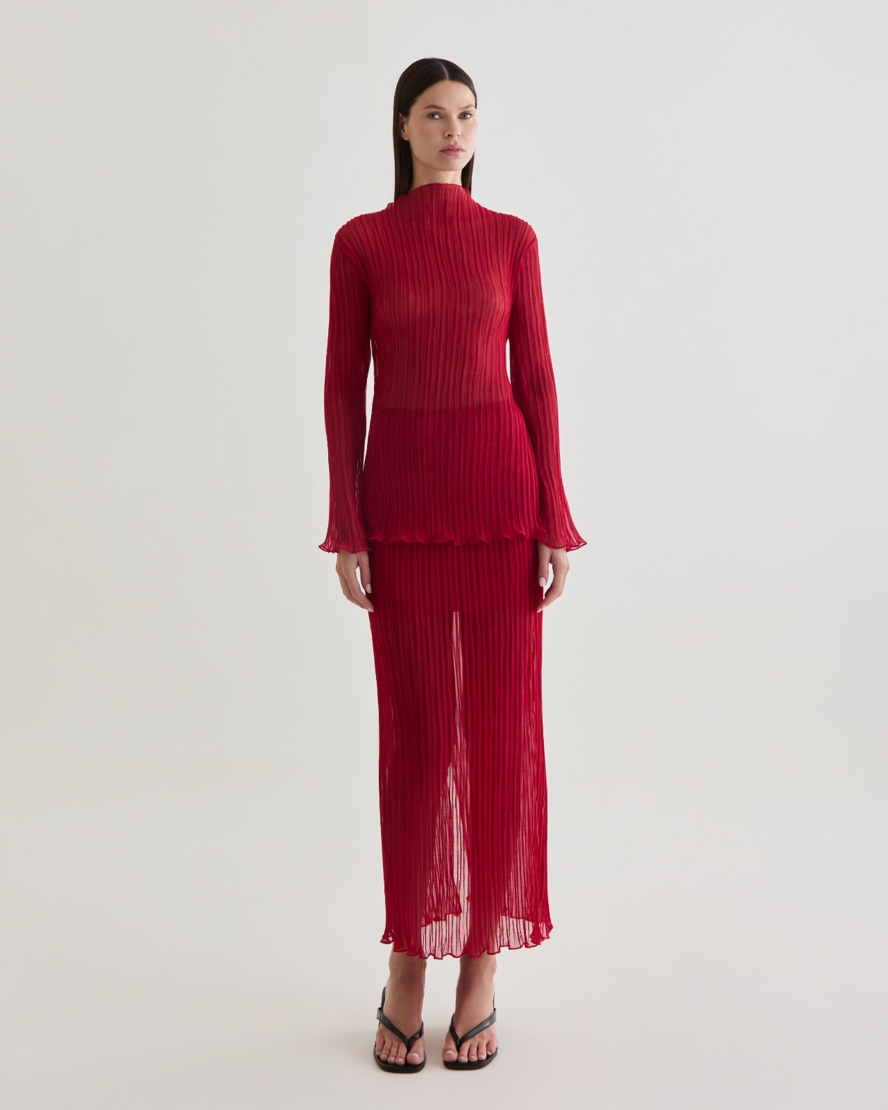 saia midi flower vermelho