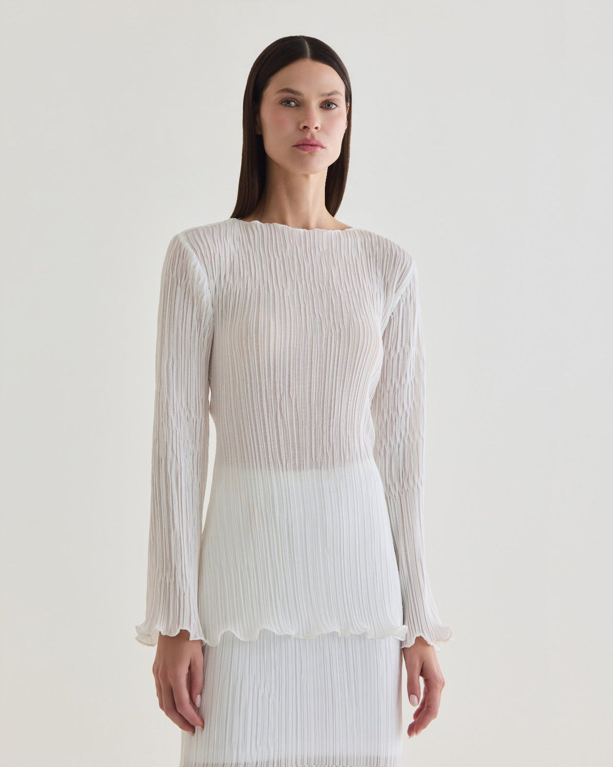 blusa manga longa flower off white