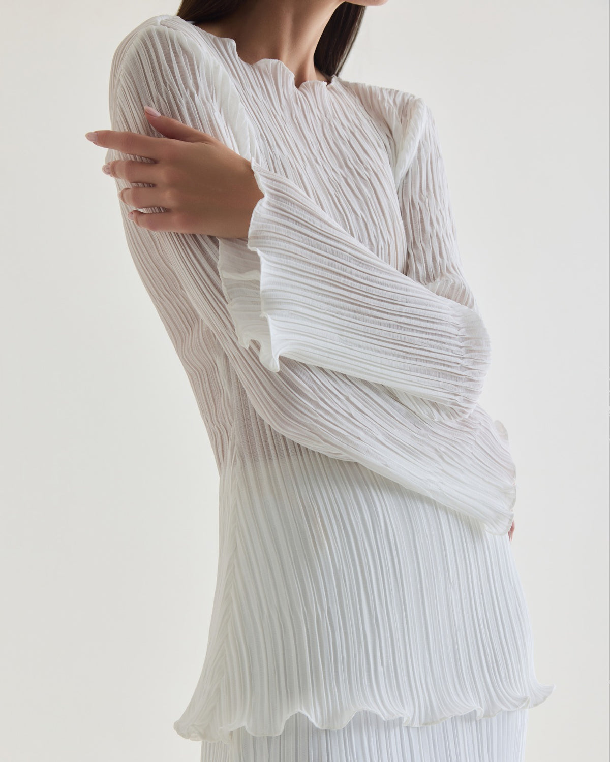 blusa manga longa flower off white