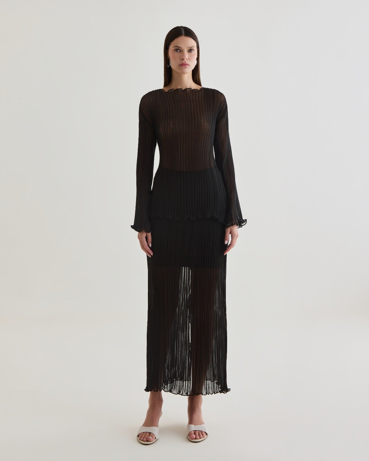 saia midi flower preto
