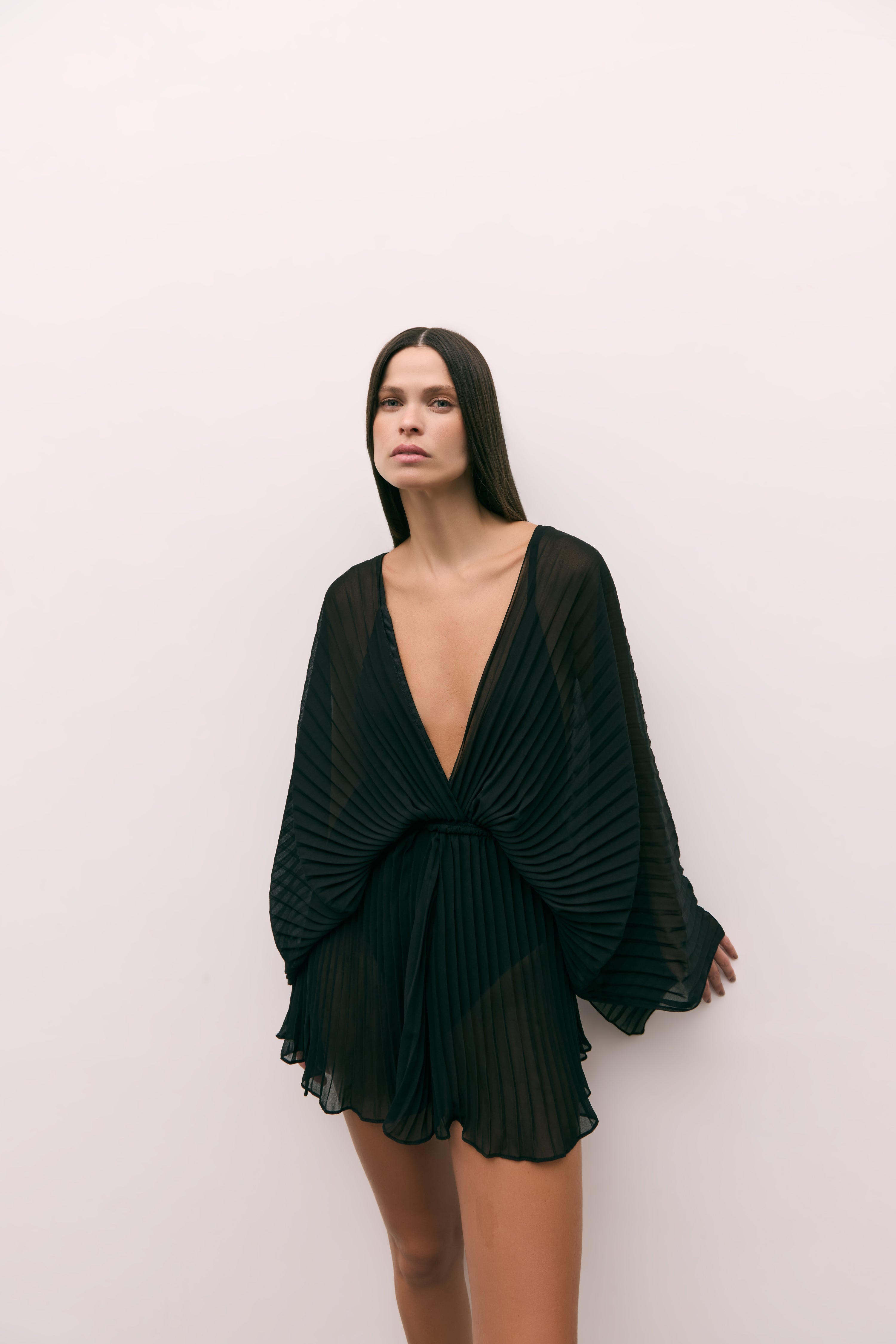 long sleeve pleats bodysuit