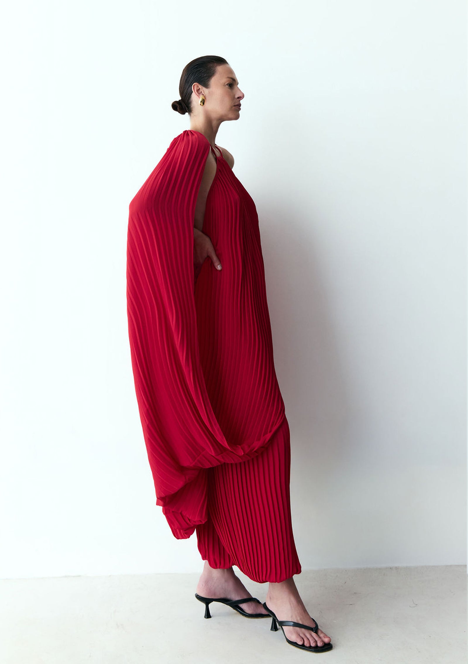 calça pleats vermelho