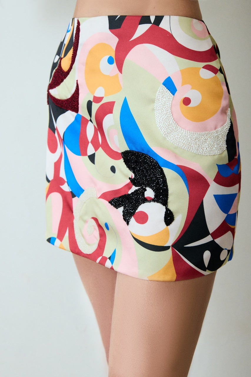mini saia psicodélica