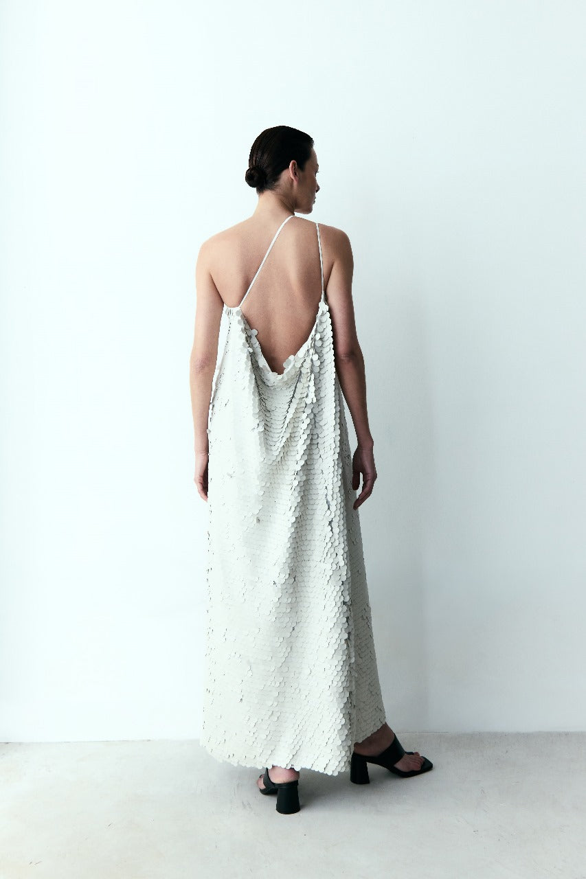 vestido longo paetê NK