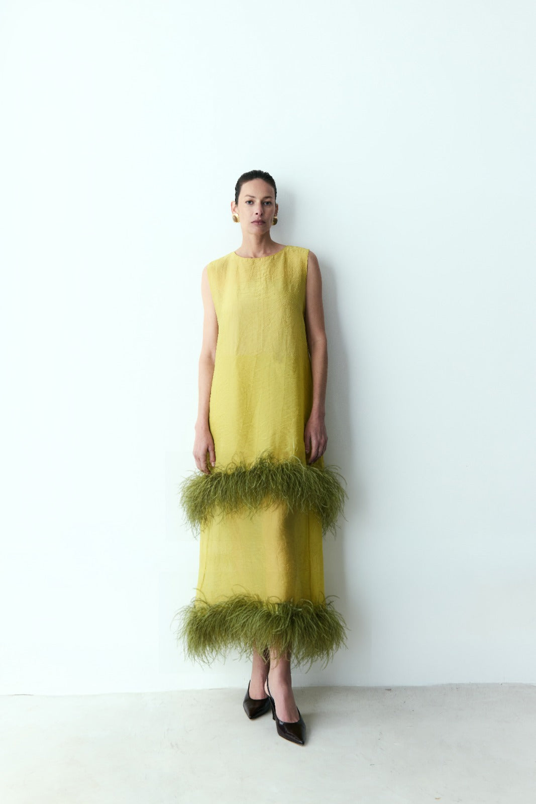 vestido mini feather verde