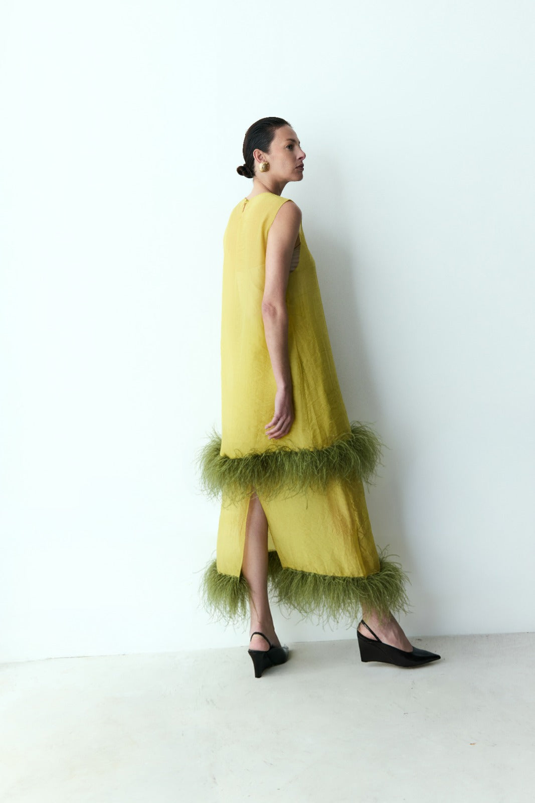 vestido mini feather verde