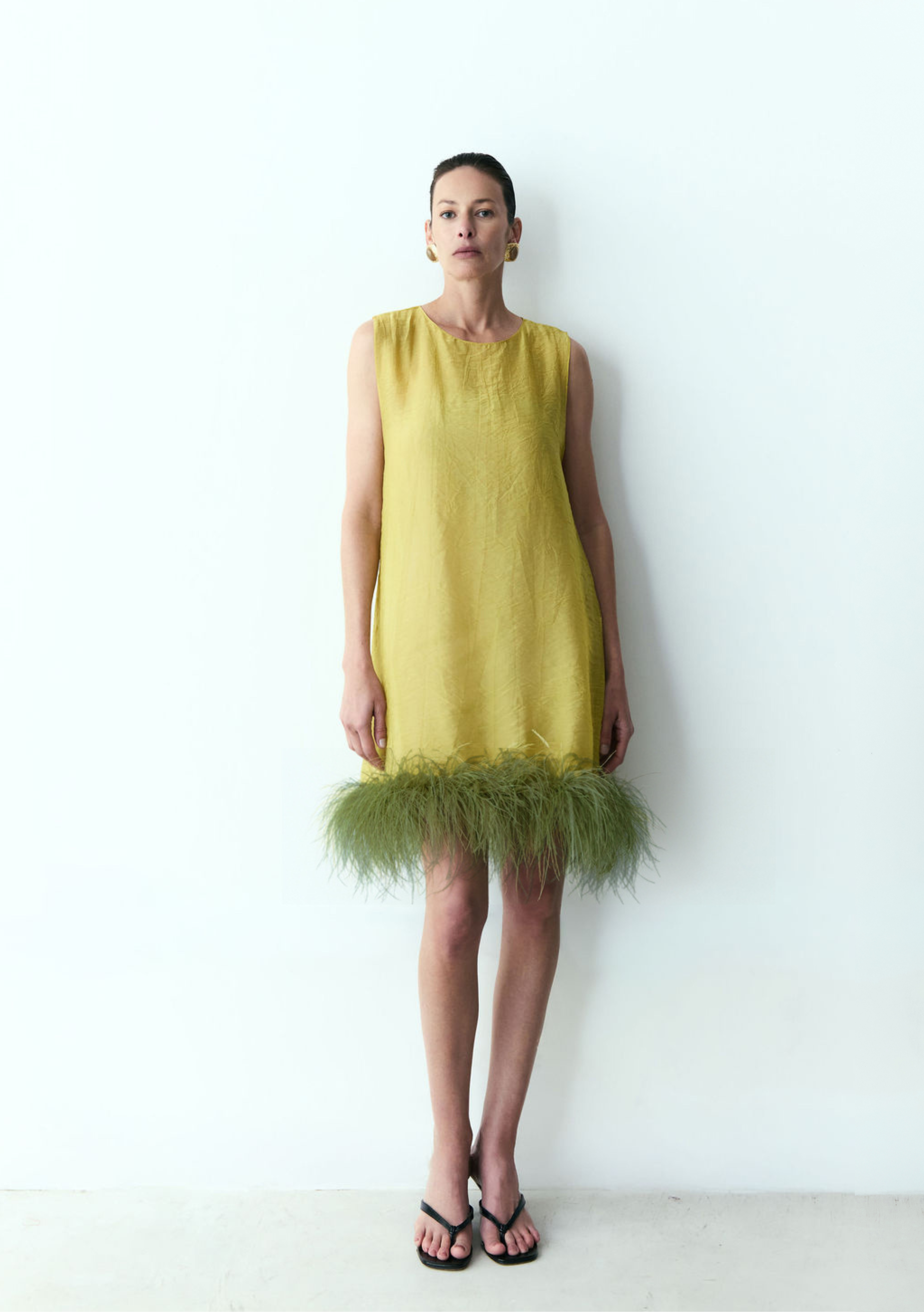 vestido mini feather verde