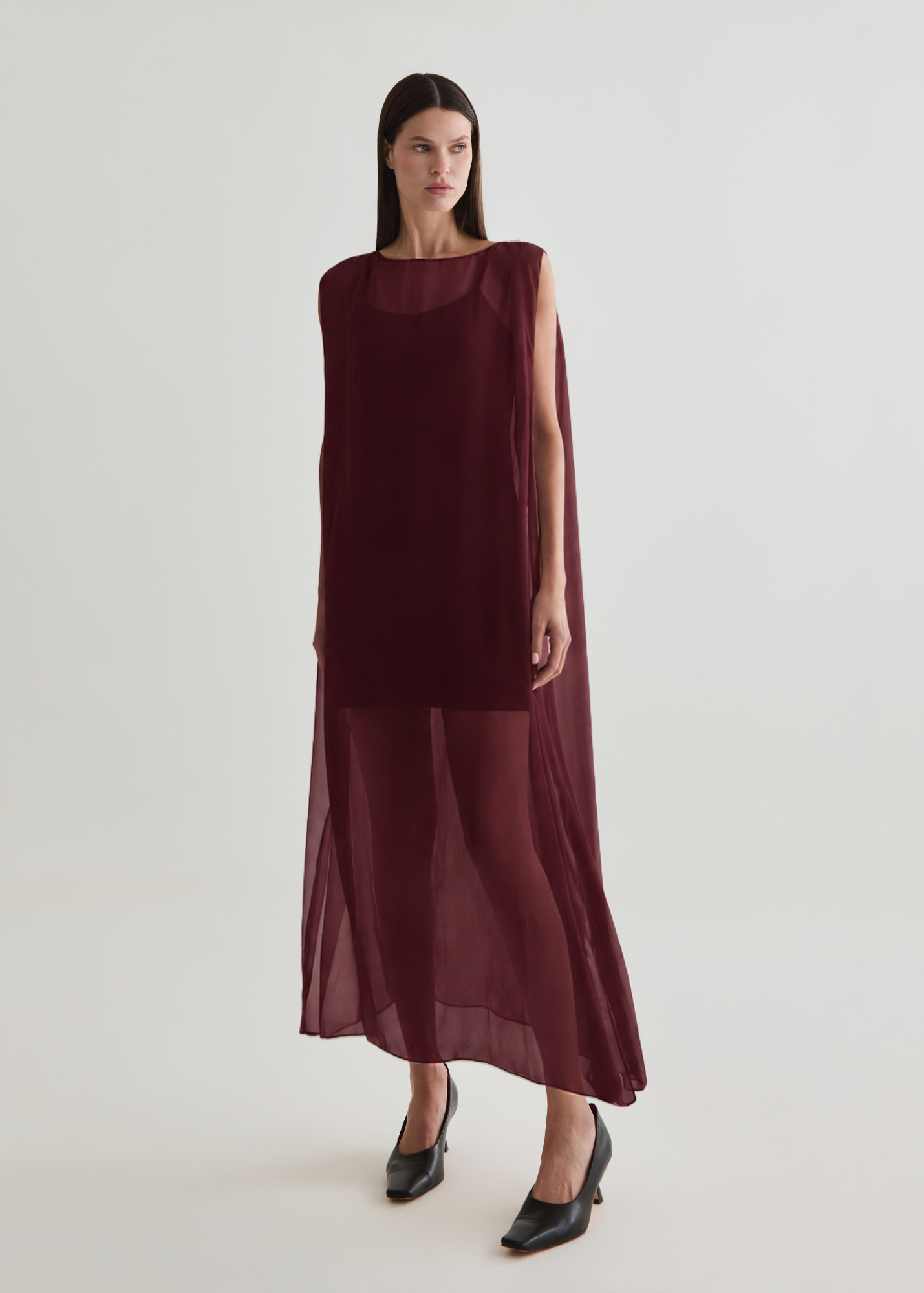 vestido basic cecilia marsala