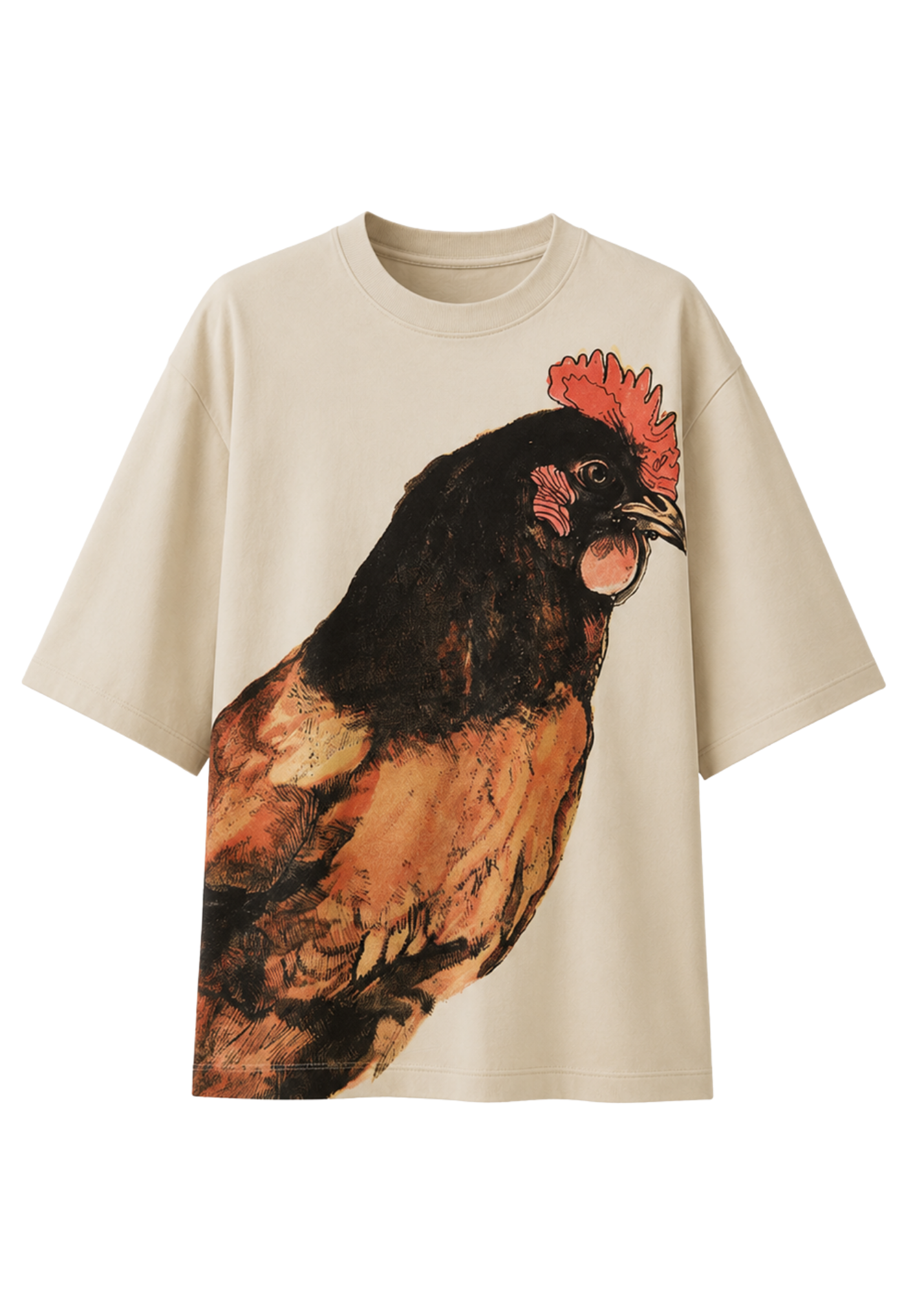 t-shirt galinha creme