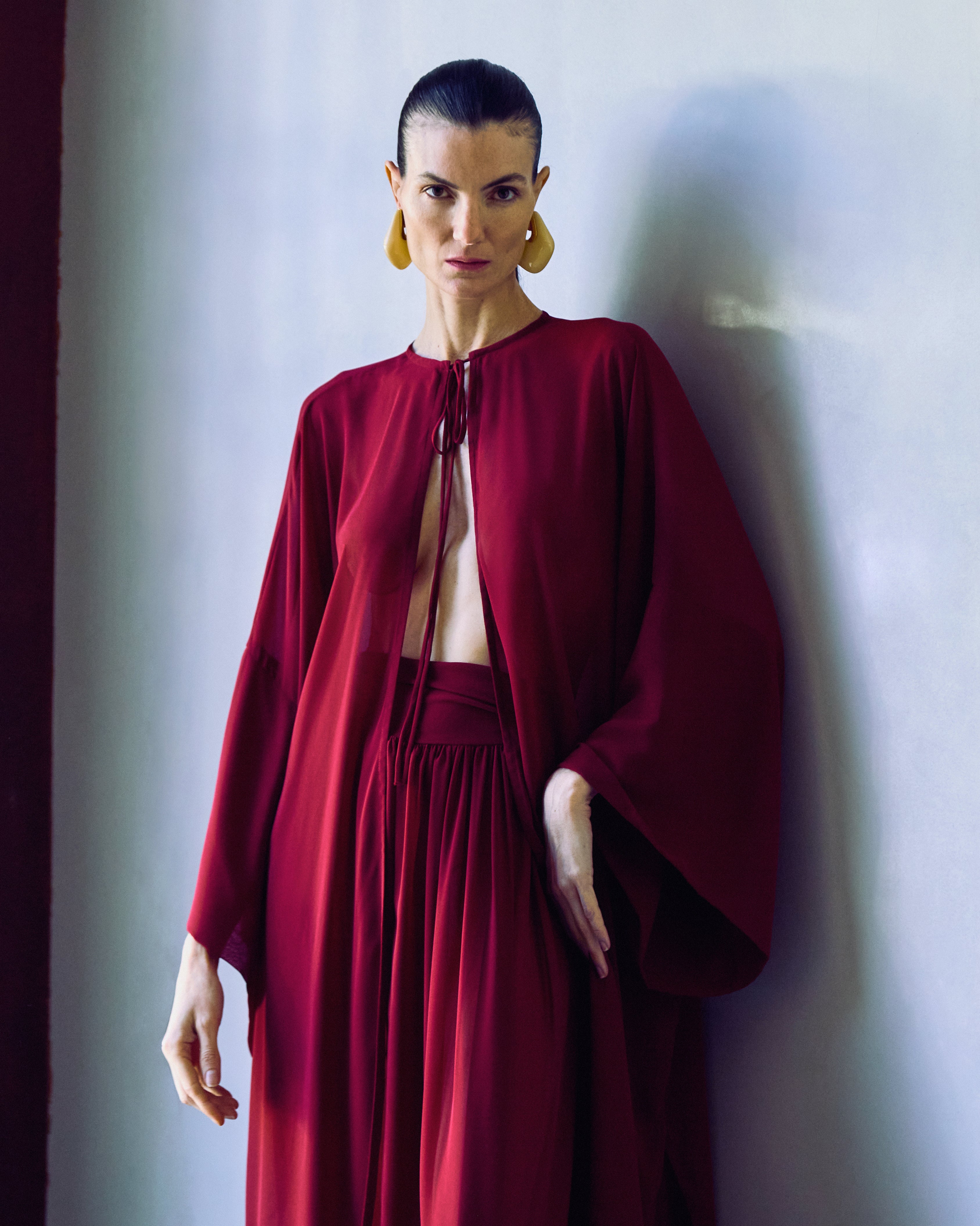 maxi kimono marsala