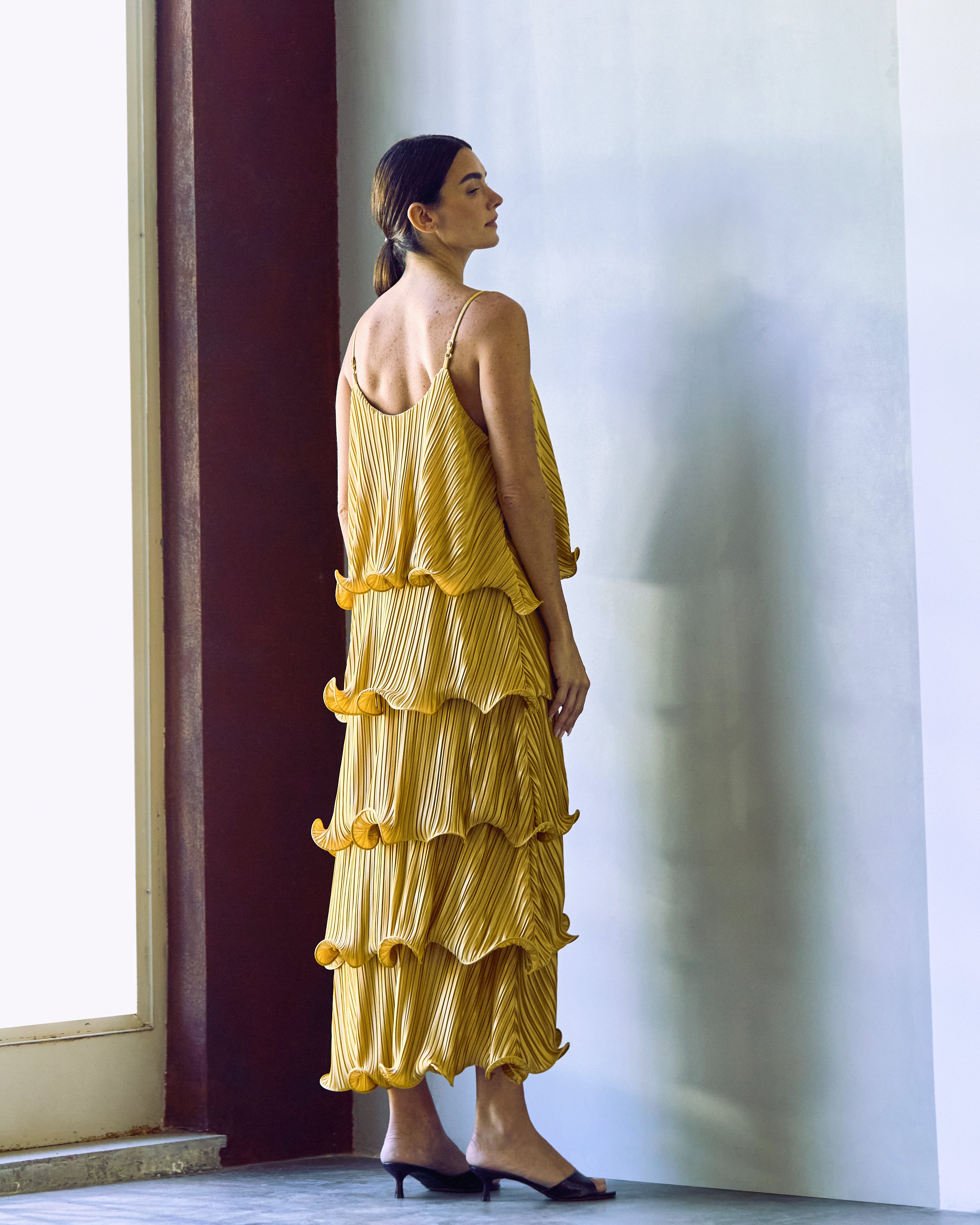 vestido camadas new gold