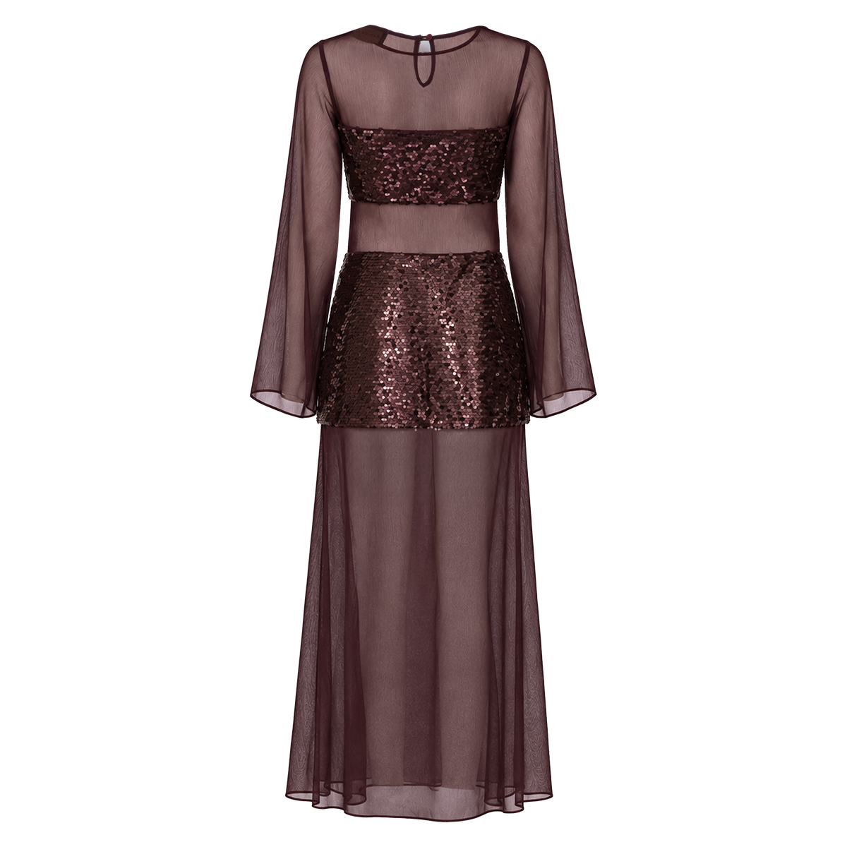 vestido recortes paetê