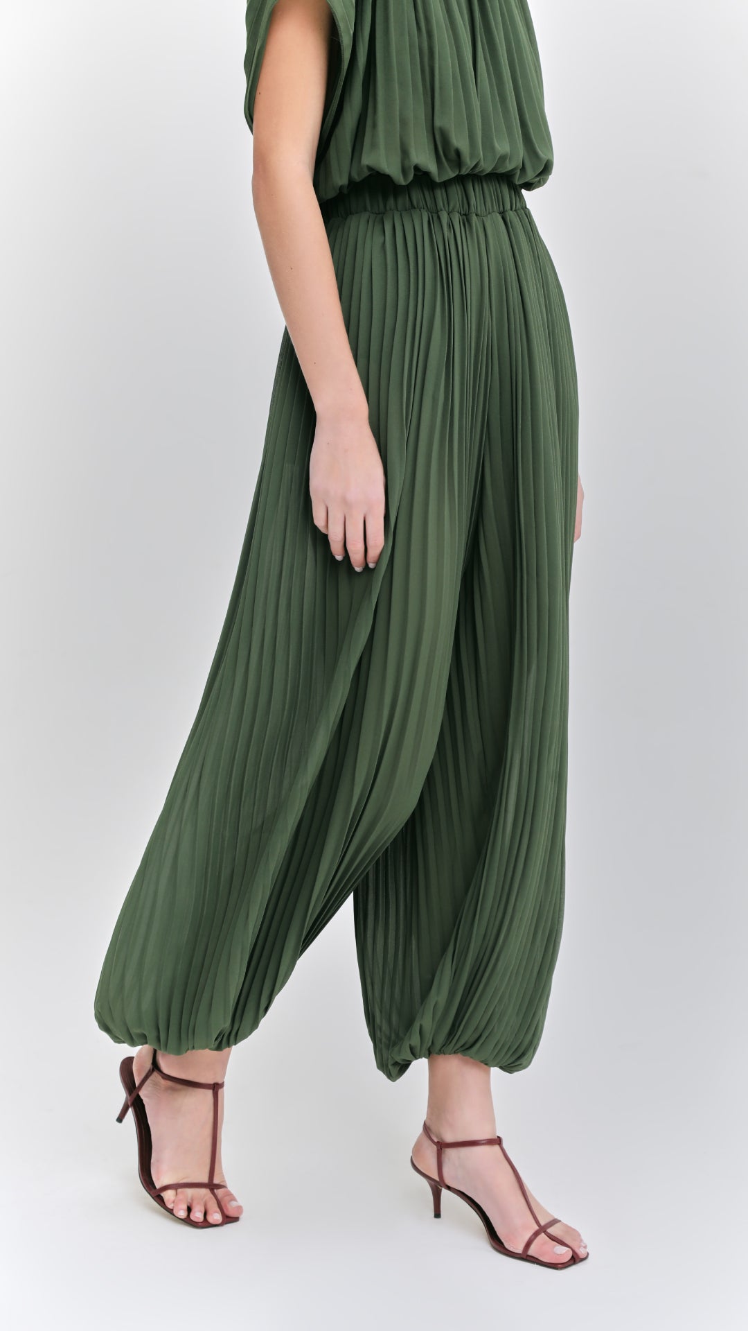 calça pleats verde