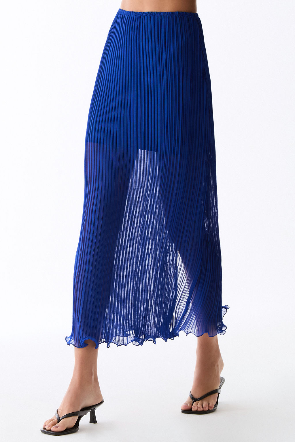 saia midi flower azul