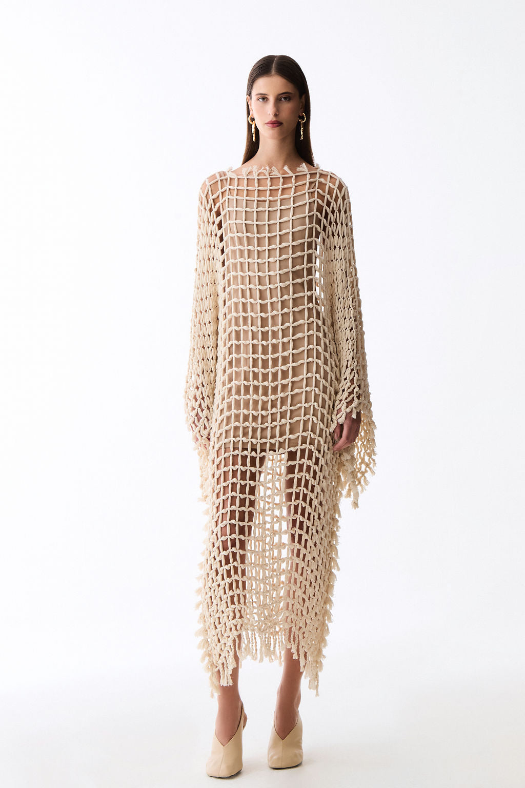 túnica macramê off white