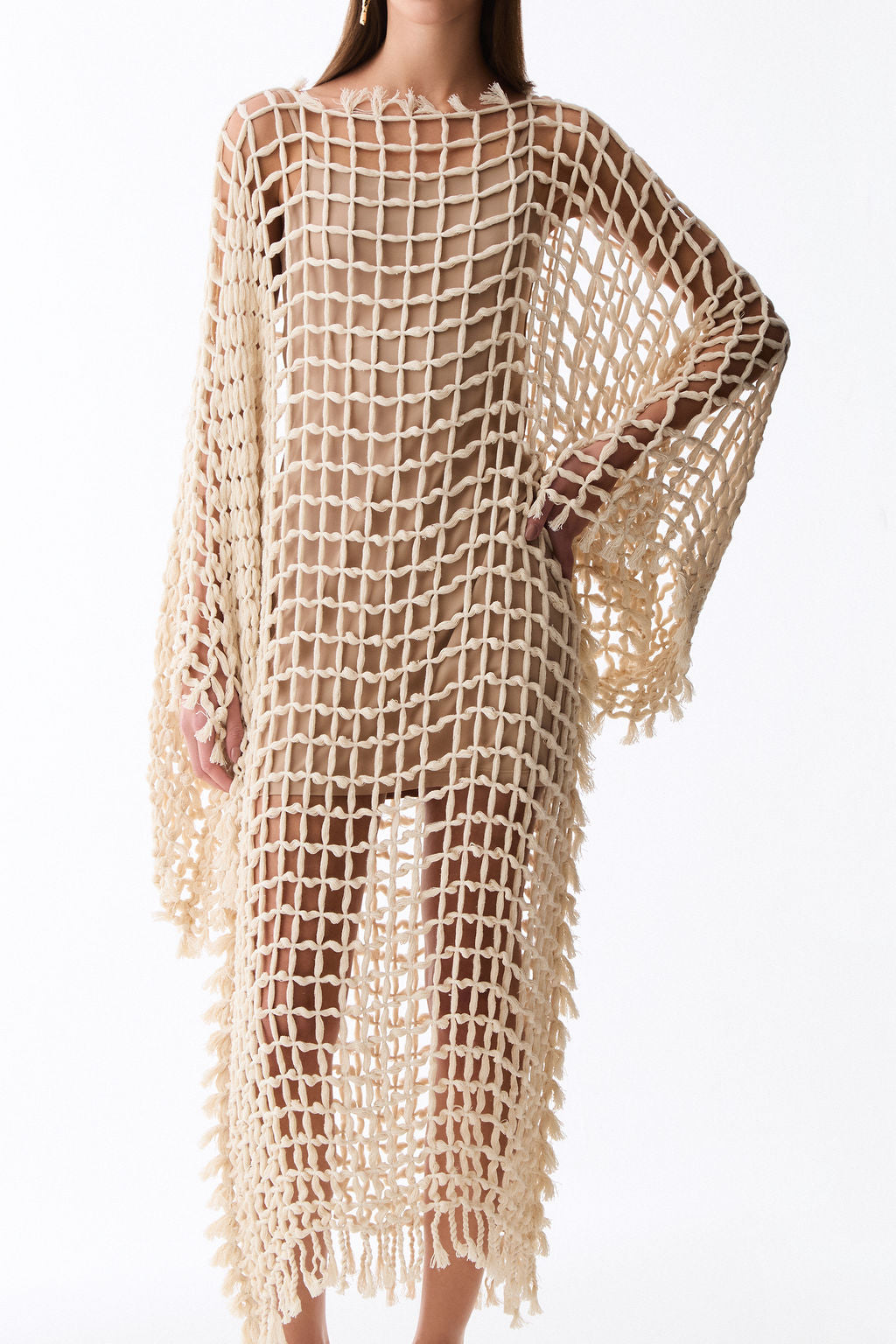 túnica macramê off white