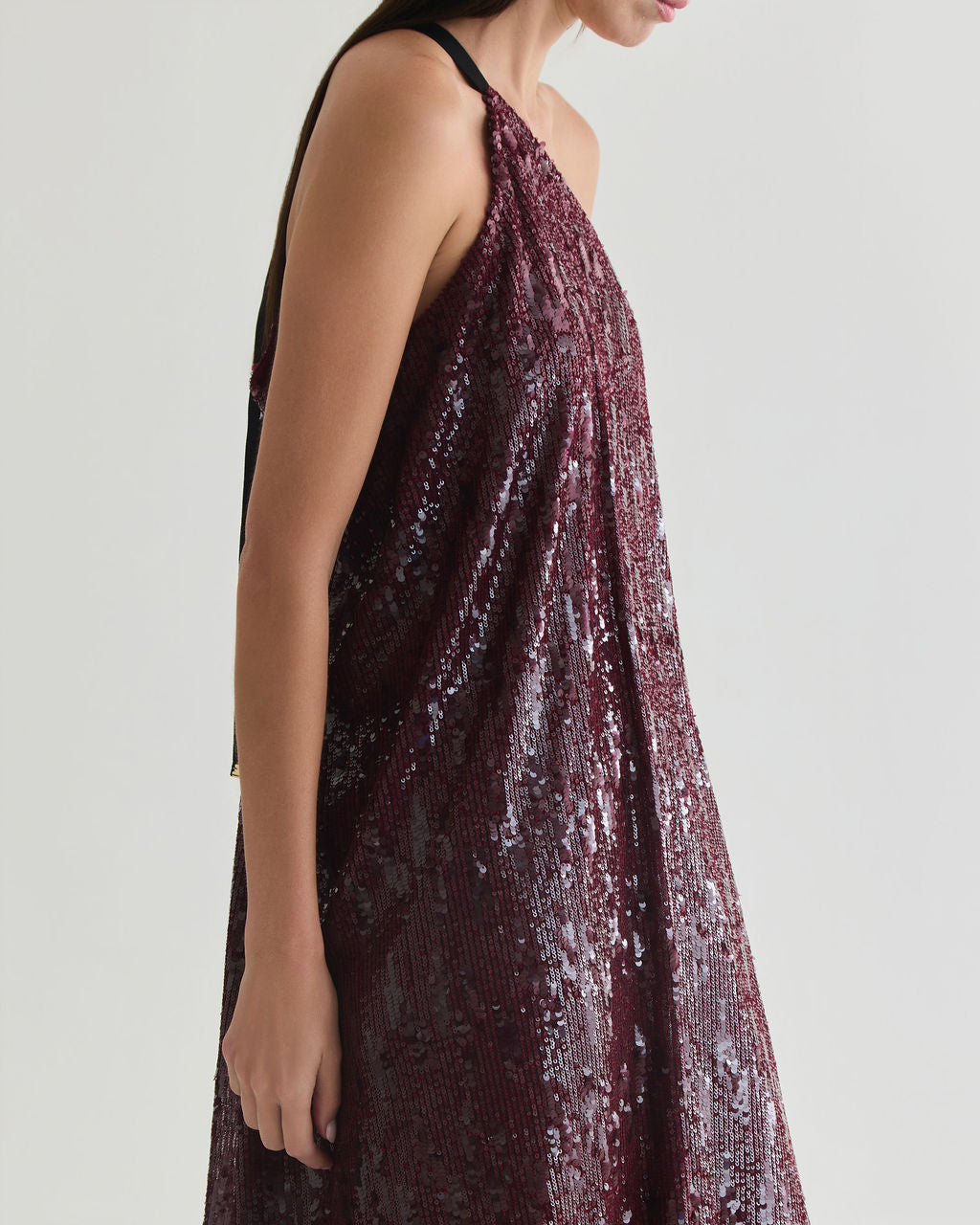 vestido alga paetê marsala