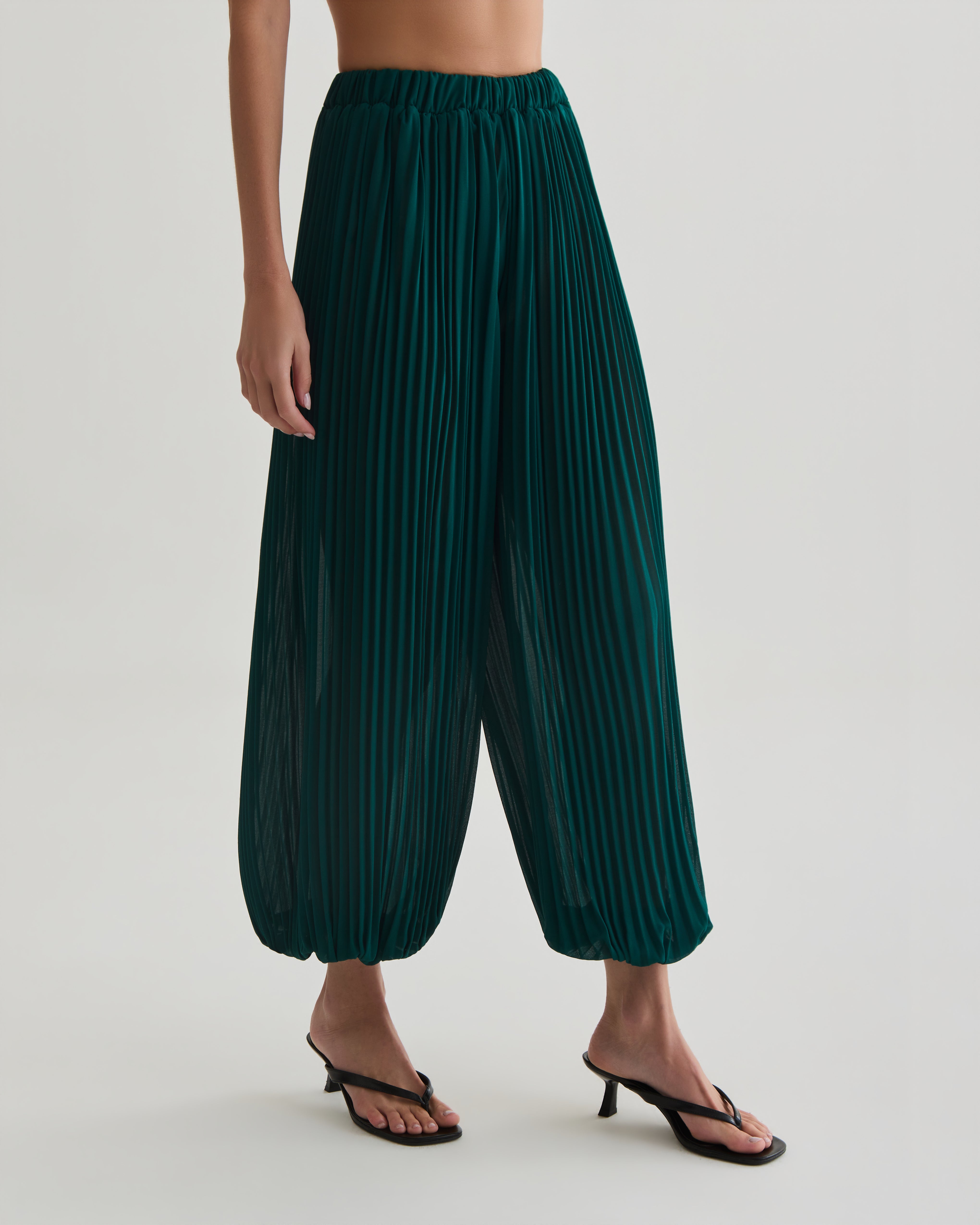 calça pleats verde campo