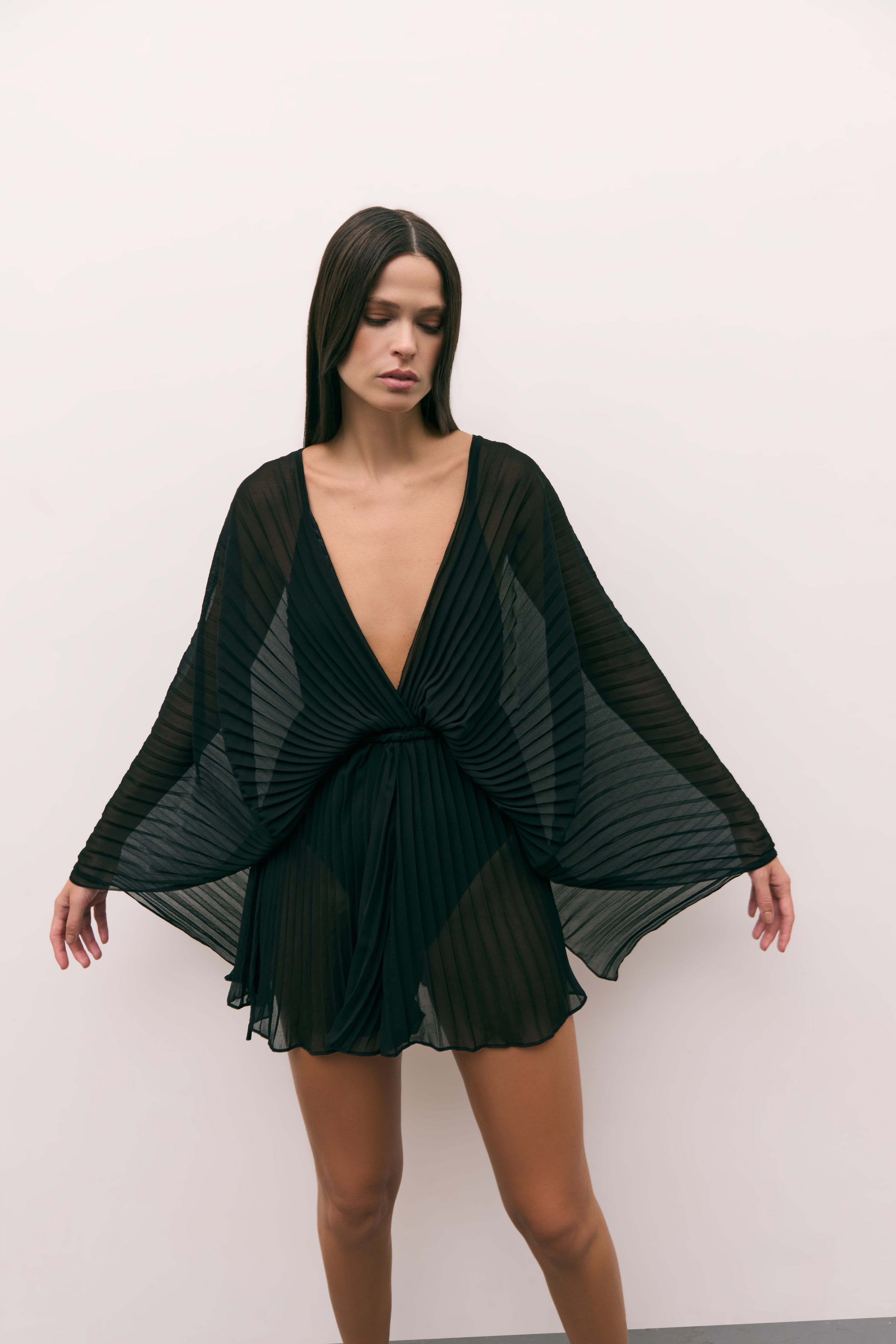 short pleats frevo off preto