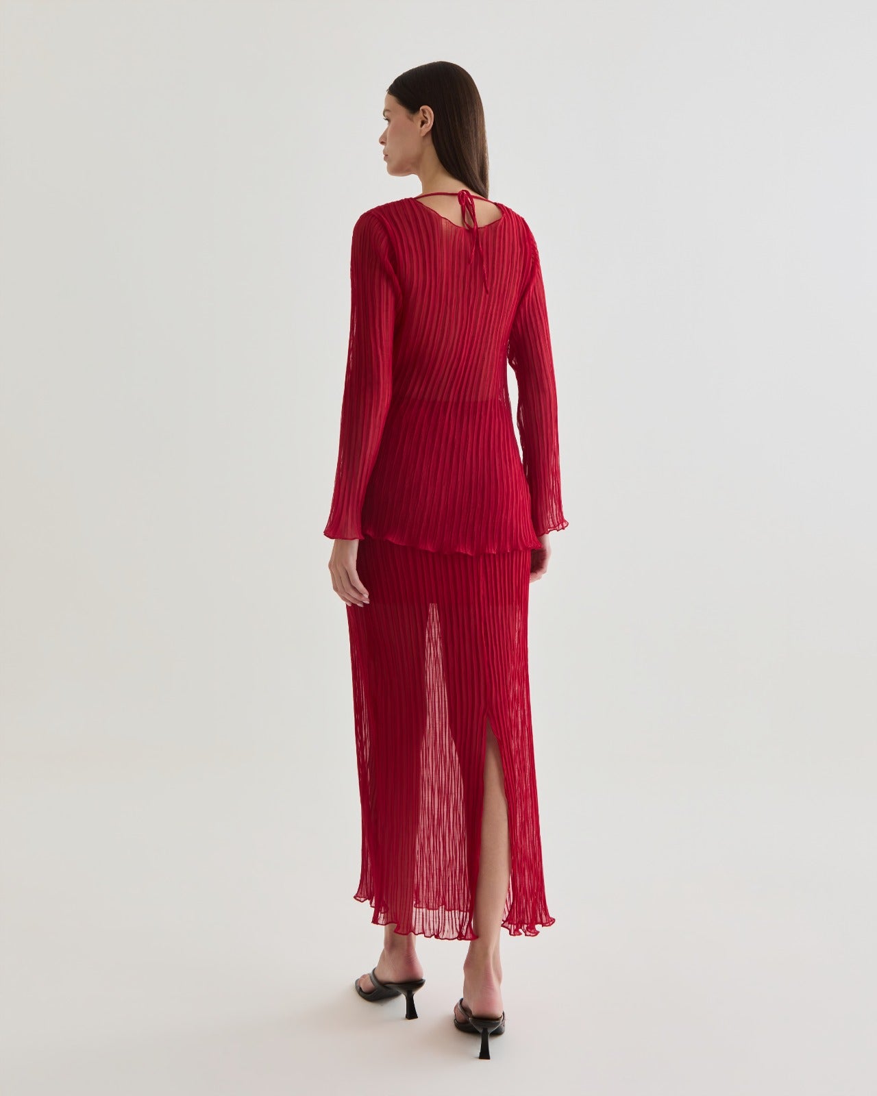saia midi flower vermelho