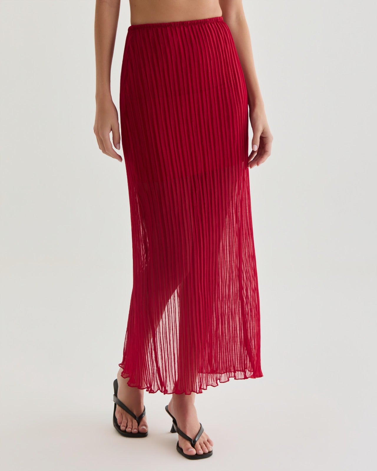 saia midi flower vermelho