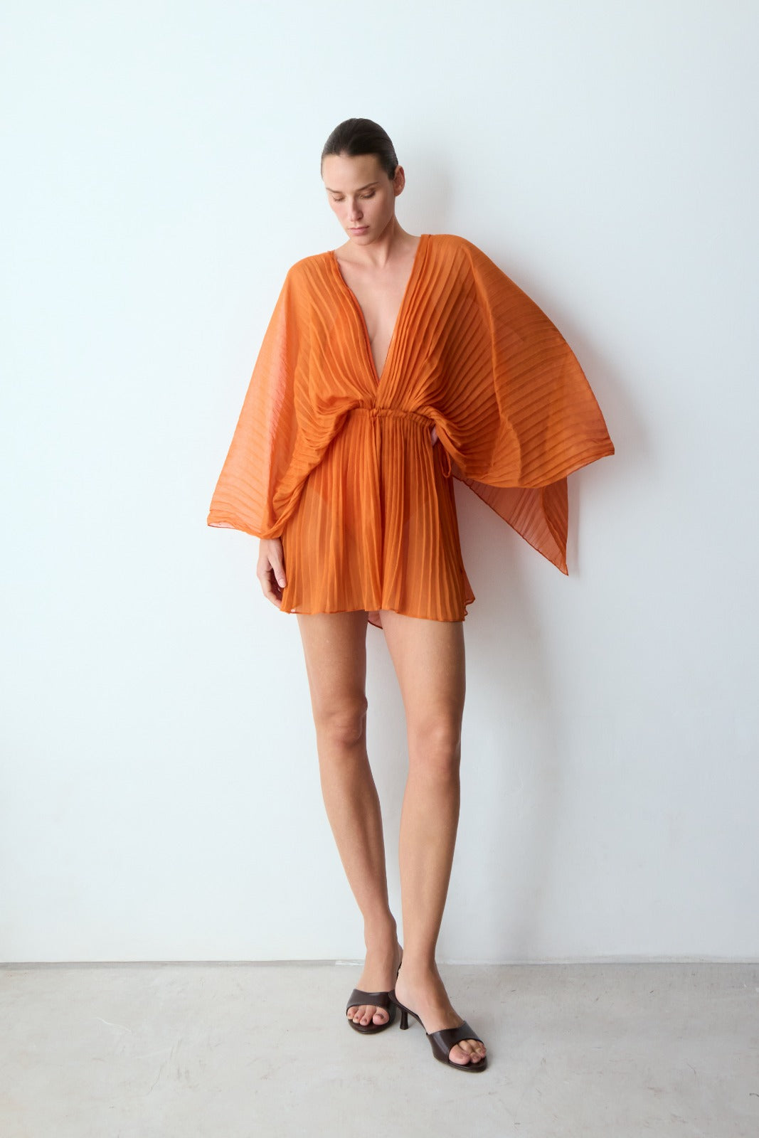 short pleats frevo laranja