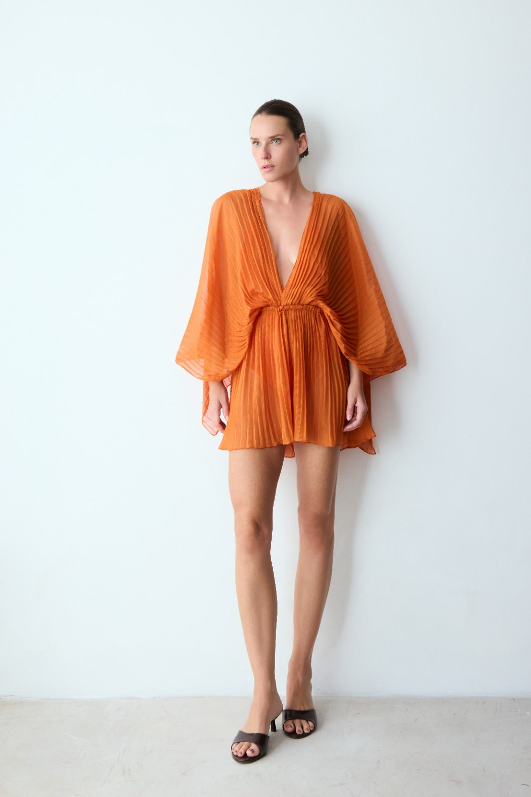 short pleats frevo laranja