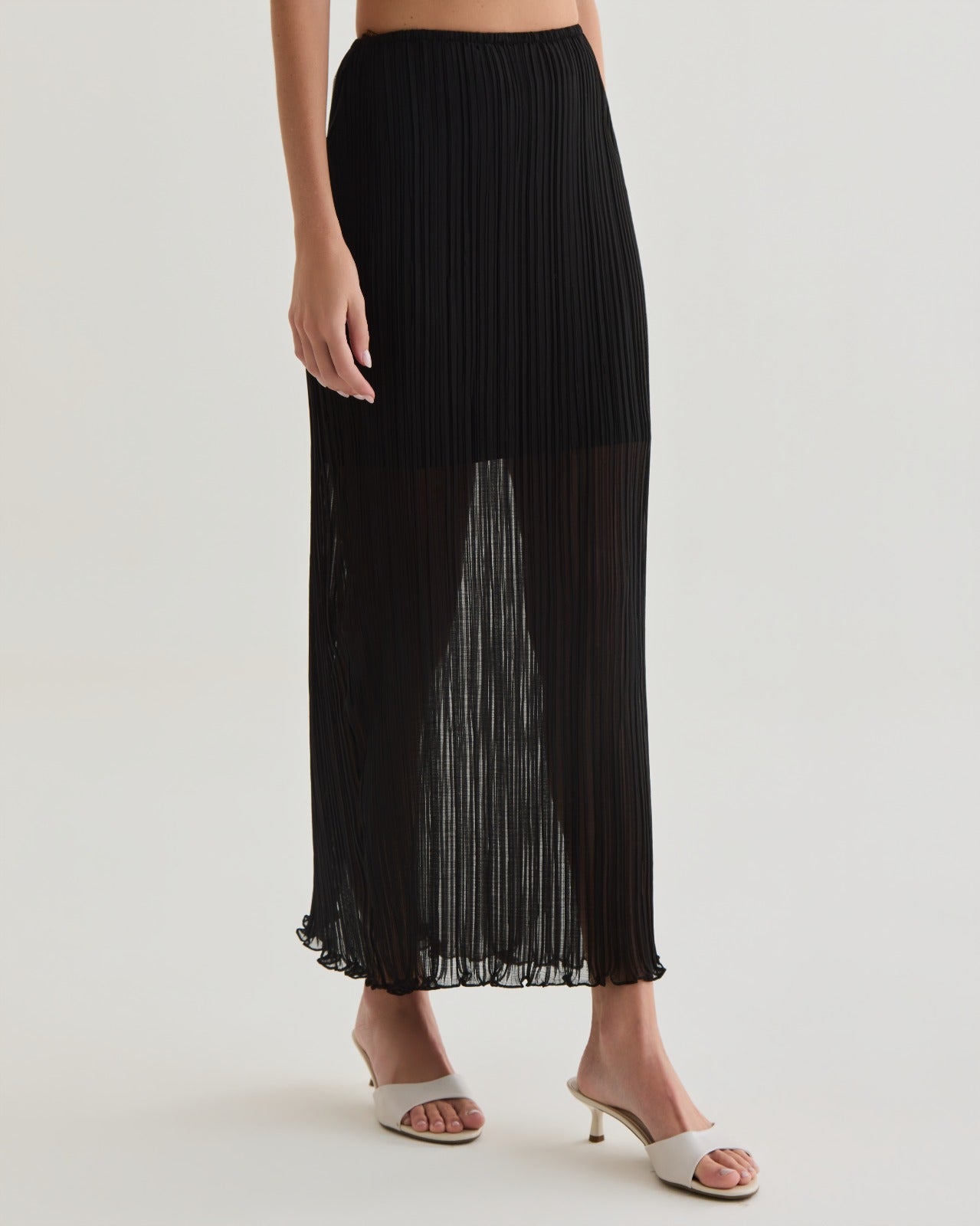 saia midi flower preto