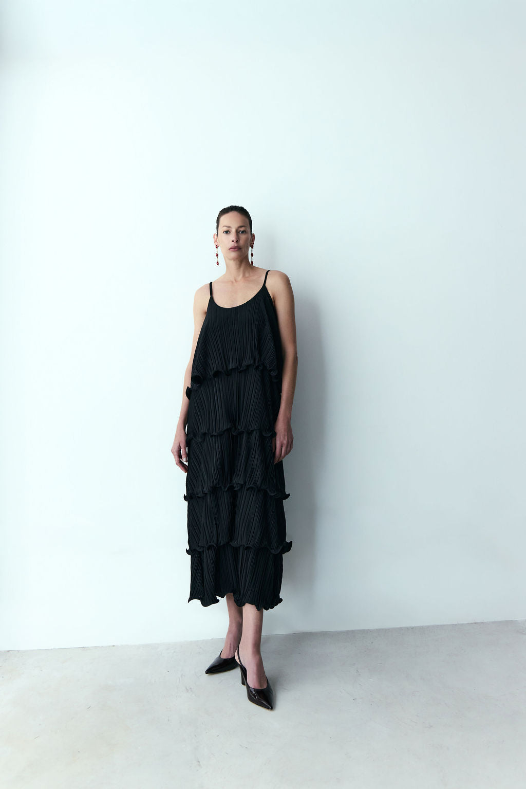vestido camadas longuete