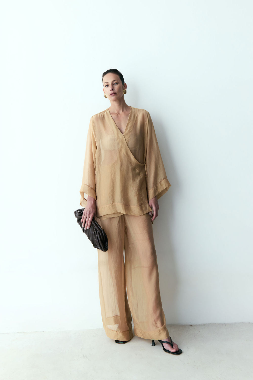 kimono organza bege