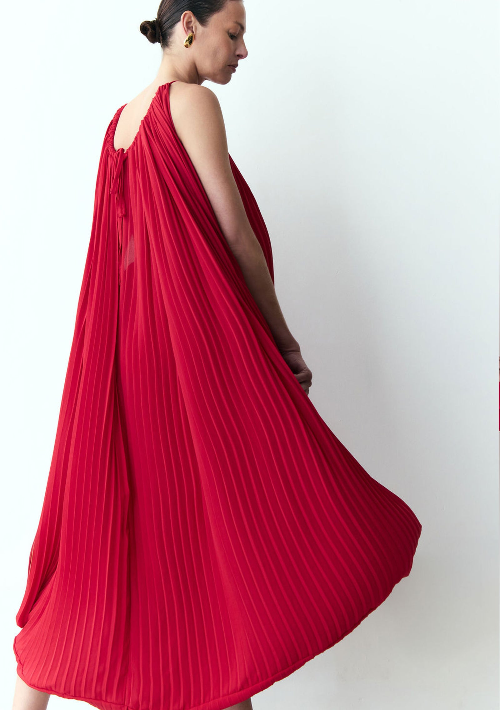 vestido pleats vermelho