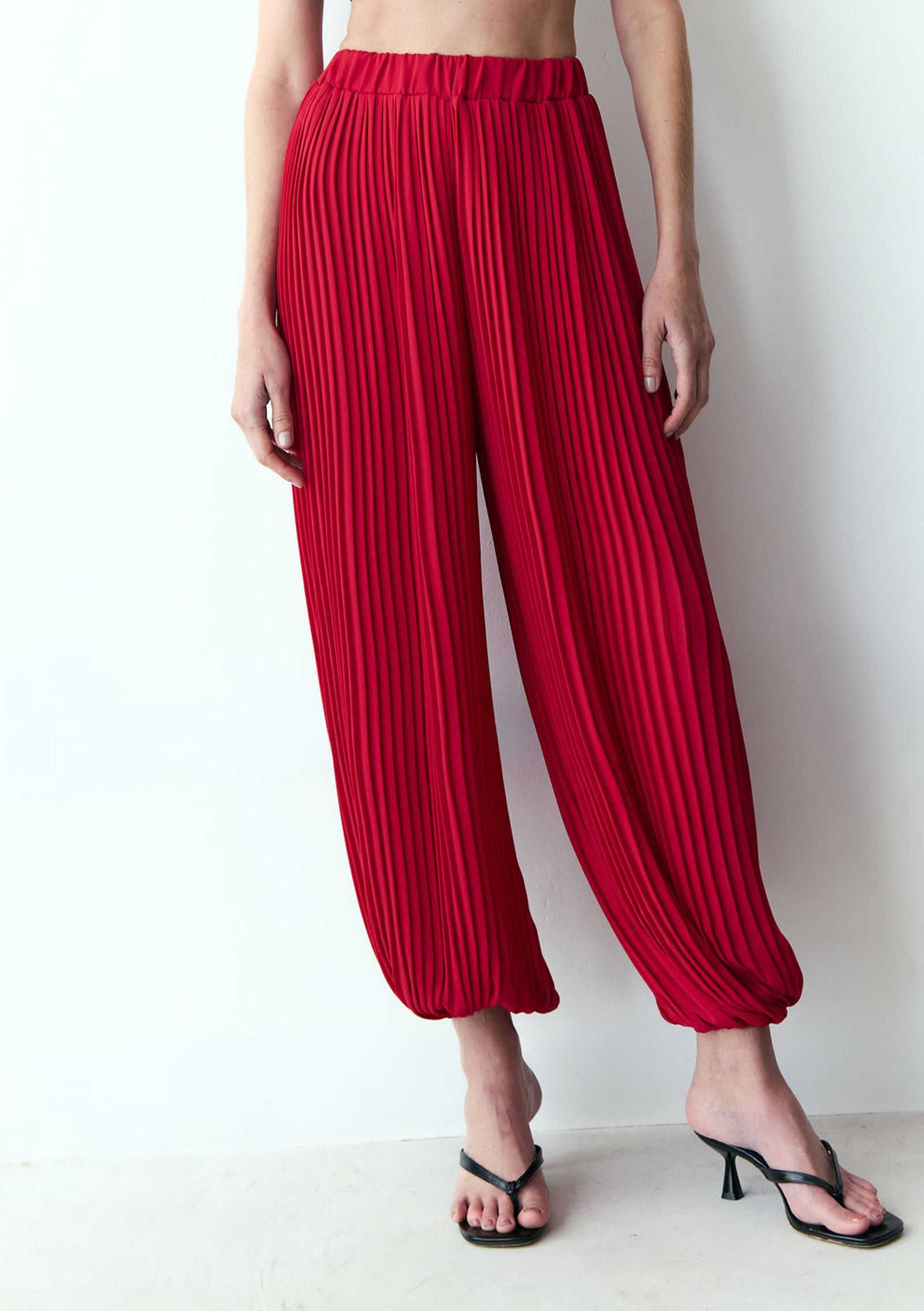 calça pleats vermelho