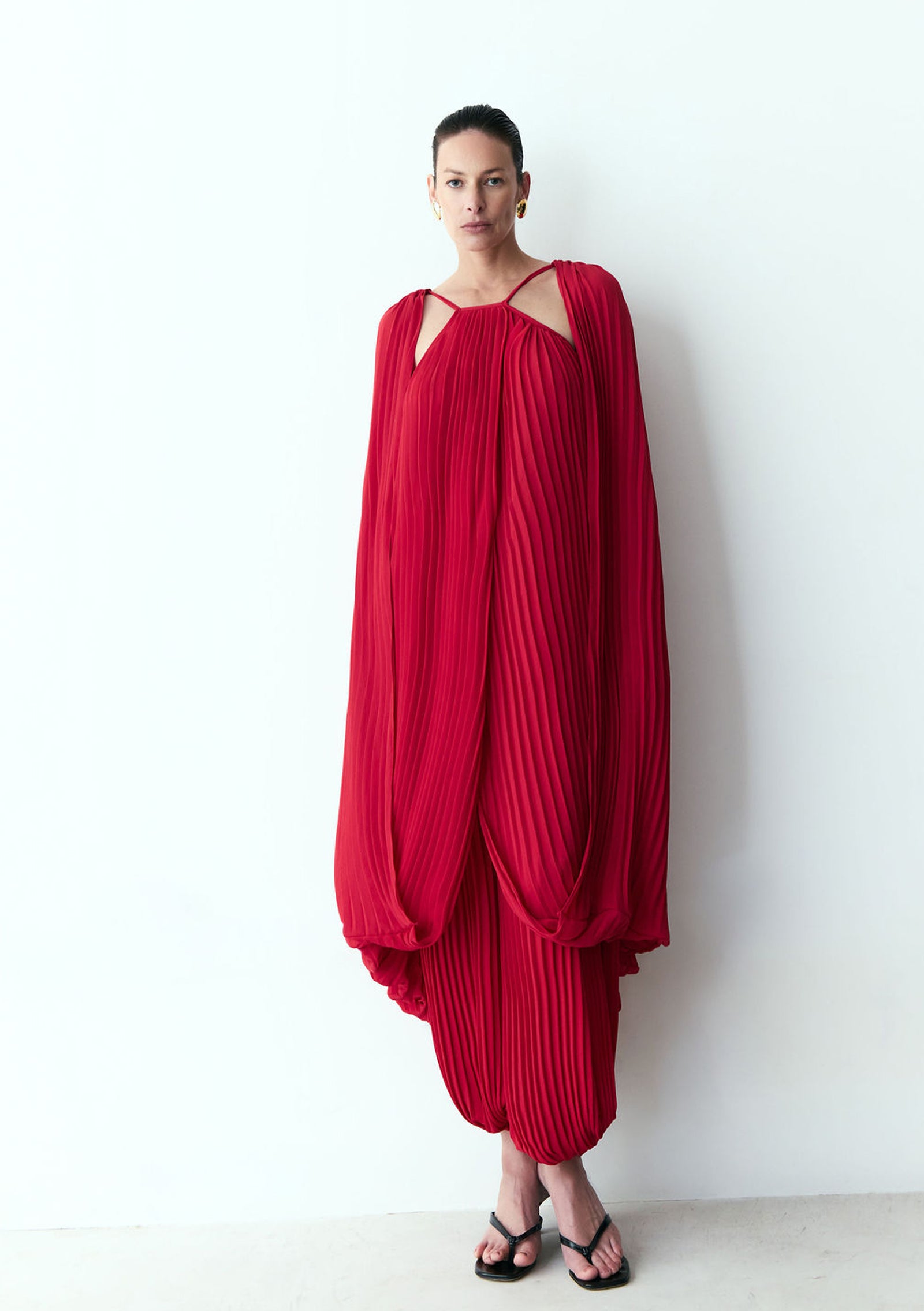 calça pleats vermelho