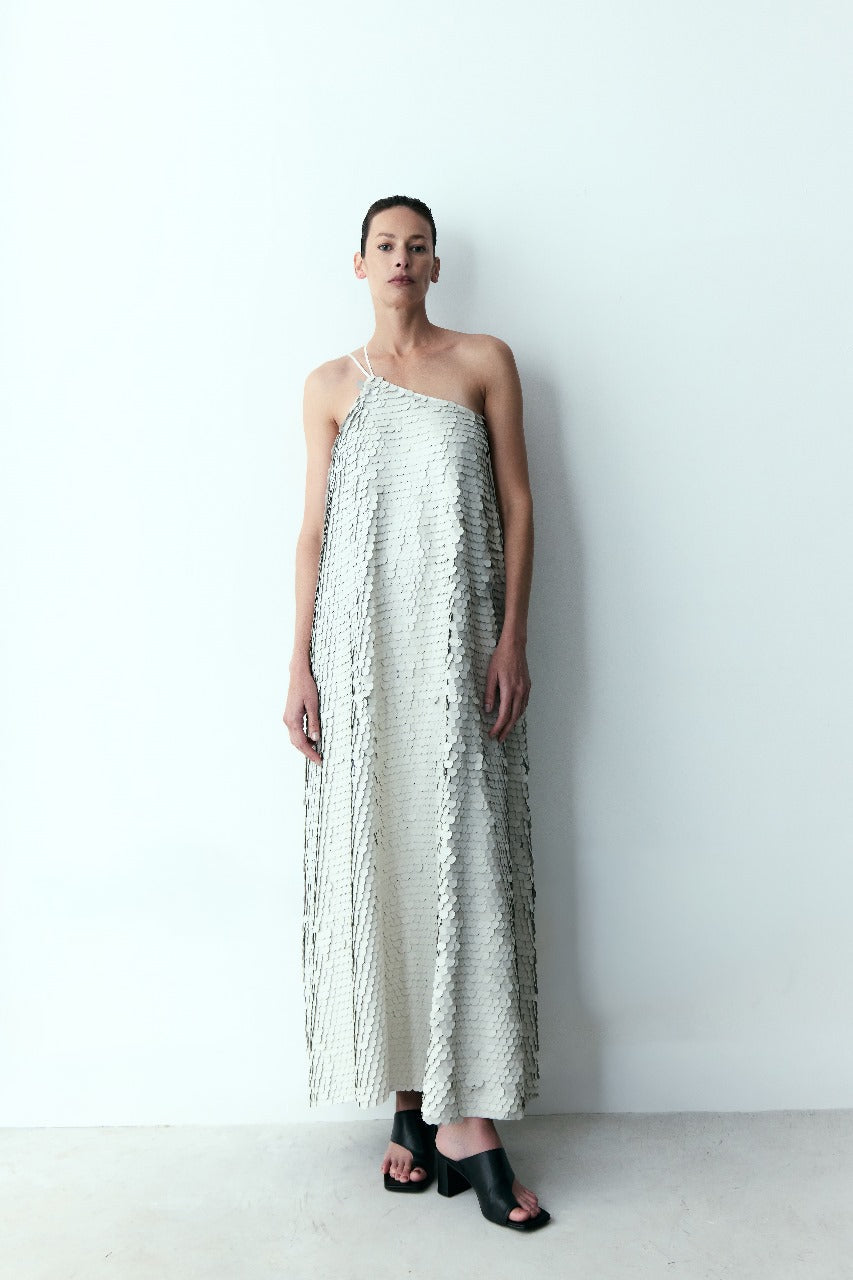 vestido longo paetê NK