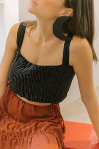 wood bead cropped top