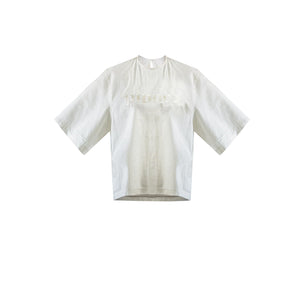 Popcorn embroidered linen t-shirt blouse